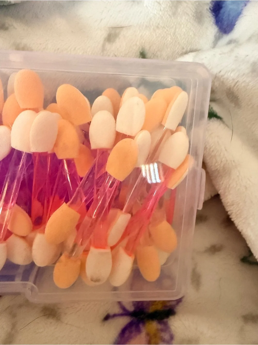 100 Eye Shadow 2-sided Makeup Sponge-Tip Applicator Set Peach,  Blue, Pink